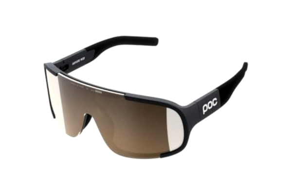 POC  Aspire Mid solglasögon – sportglasögon för cyklister med maximal komfort och bästa sikt, Uranium svart/klarity Trail/Partly Sunny Silver, one size