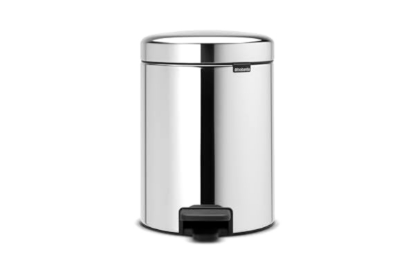 Brabantia  NewIcon Treteimer sanft schließend, Kunststoff-Inneneimer, Brilliant Steel, 5 Liter