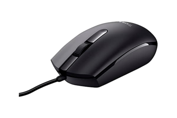 Trust  Basi Souris Filaire à 3 Boutons, Câble USB de 160 cm, Mac/PC/Ordinateur - Noir