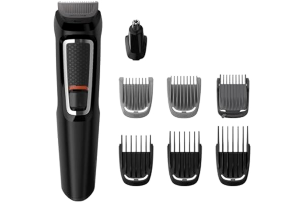 Philips  Multigroom series 3000 8-i-1 Grooming kit för ansikte och hår - 8 verktyg för både ansikte och hår - Självslipande stålblad - Upp till 60 minuters driftstid - Sköljbara tillbehör - MG3730/15
