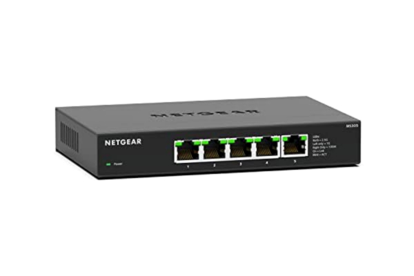 Netgear NETGEAR (MS305) 2.5 Gbit Switch | 5 portar med flera Gigabit | Desktop eller vägginstallation, idealisk för att njuta av fiberanslutningar på 2GB, plug and play