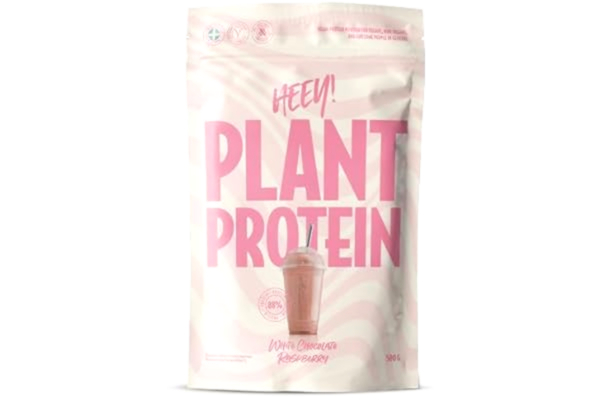 Heey!  Veganskt Proteinpulver, 27 g Protein per Portion, med Vitamin B12, Vaniljsmak (500 g, Vit Choklad Hallon)