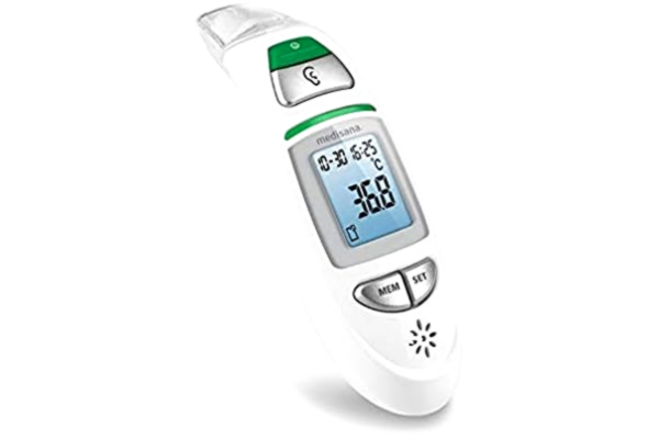 Medisana medisana TM 750 digital 6in1 klinisk termometer Örontermometer för spädbarn, barn och vuxna, panntermometer med visuellt feberlarm och minnesfunktion