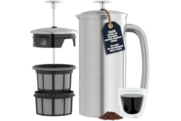 Espro ESPRO, 1132C2, French AA8Press P7, kaffestämpelkanna med termofunktion, kaffebryggare, 950 ml, borstat rostfritt stål