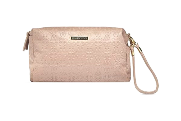Gillian Jones  Natascha Cosmetics bag in cream with embossed