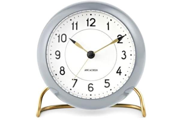 Arne Jacobsen  bordsklocka Ø 11 cm station snygg design grafisk design, grå