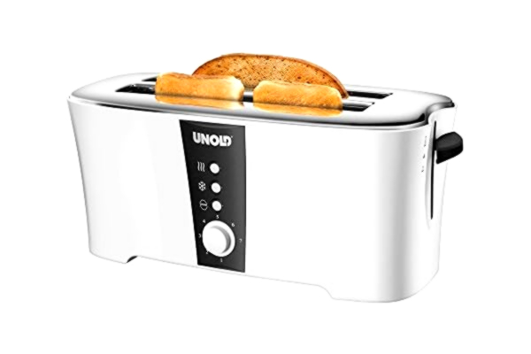 Unold  38020, vit/svart, 4 funktioner: grillning, tina, värma, stopp, 4 skivor, bakverk, 1 300 W