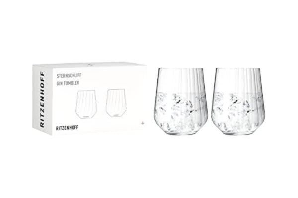 Ritzenhoff RITZENHOFF 3771001 gin-tumbler 700 ml – serie stjärnslipning nr 2, 2 stycken med relieflina – Made in Germany