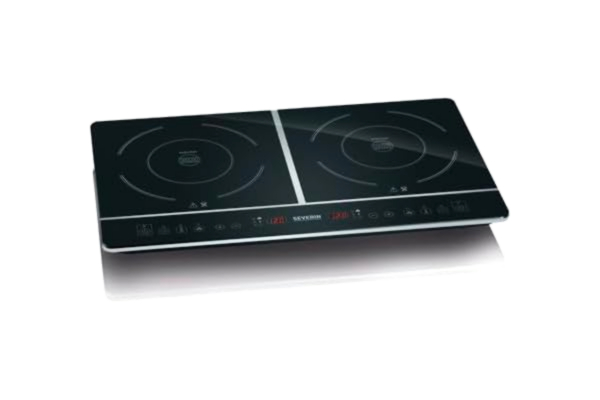 Severin SEVERIN Dubbel kokplatta med induktion för kök, kontor eller camping, Högkvalitativ kokplatta med steglös temperaturkontroll, Campingkokare för två grytor, svart, 3400 W, DK 1031