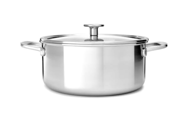KitchenAid  Multiplicera 3PLY rostfritt stål 20 cm/3,11 liter gryta med härdat glaslock, Pfann-fri, triply, multiklad, induktionssäker, ugnssäker upp till 220 °C, silver