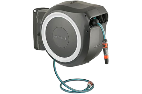 Gardena  Wall-Mounted Hose Box RollUp XL (white) 35 m: Versatile watering system for large gardens, swivel hose box, including 35 m Gardena hose and mounting kit (18632-20)