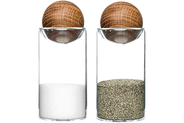 Sagaform  salt och pepparströare, glas, brun/transparent, 4,8 x 4,8 x 11,5 cm, 2 enheter