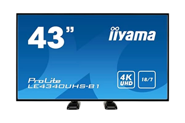 Iiyama iiyama Prolite LE4340UHS-B1 Moniteur grand format 43" AMVA 4K UHD VGA/HDMI Utilisation 18/7 Noir