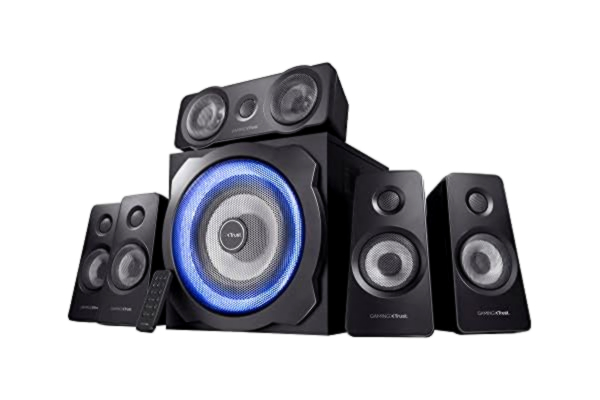 Trust  Gaming GXT 658 Tytan 5.1 5.1 Högtalarset med Subwoofer av Trä och Total RMS-uteffekt på 90 Watt (180 Watt maxeffekt) - Svart