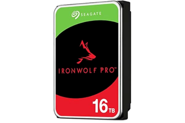 Seagate  IronWolf Pro, 16 TB, NAS intern hårddisk HDD i företagsklass – CMR, 3,5”, SATA 6 Gb/s, 7200 RPM, 256 MB cache för RAID-nätverksansluten lagring, räddningstjänster (ST16000NT001)