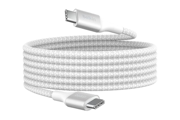 Belkin  BoostCharge-snabbladdningskabel för USB-C till USB-C med 240 W Power Delivery, certifierad av USB-IF, kompatibel med MacBook Pro, Chromebook, iPhone 15, Samsung Galaxy, iPad, m. - 2 m, vit