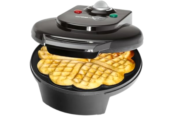 Clatronic ® Våffeljärn med stora bakytor | ⌀ 18 cm | non-stick beläggning | snabb beredning | våffeljärn hjärtform | Waffle Maker | steglös justerbar garvningsgrad | WA 3491 svart
