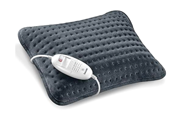 Beurer  HK 48 Cosy Coussin chauffant pour canapé, 36 x 47 x 1 cm, respirant, 3 puissances, chauffage ultra rapide, lavable, Oeko-Tex, arrêt automatique 90 min, couleur gris