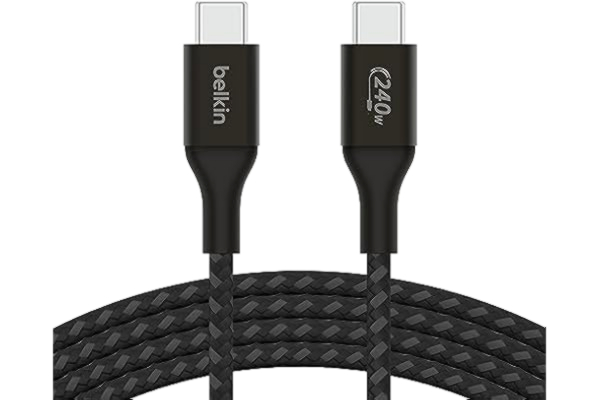 Belkin  BoostCharge-snabbladdningskabel för USB-C till USB-C med 240 W Power Delivery, certifierad av USB-IF, kompatibel med MacBook Pro, Chromebook, iPhone 15, Samsung Galaxy, iPad, m. - 1 m, svart