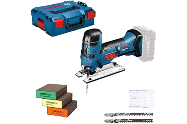 Bosch  Professional 18V System accudecoupeerzaagmachine GST 18 V-LI S (incl. 3x zaagbladen + 3x sponzen, zonder accu's en lader, in L-BOXX 136) - Amazon Exclusive Set
