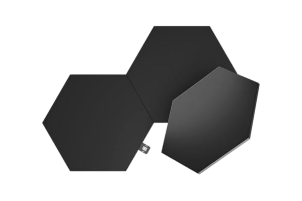Nanoleaf  Shapes Ultra Black Hexagon expansionspaket, 3 extra LED-paneler – smarta modulära RGBW WLAN 16 miljoner färger vägglampa inomhus, musik och skärm Sync, fungerar med Alexa