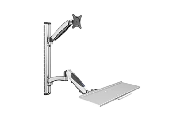 Digitus DIGITUS DA-90354 - Stå/sitt-arbetsstation - Monitorfäste med tangentbordshylla - Väggmontering - 2x gastryckfjäder - 1 monitor - Upp till 27 tum - VESA 75x75, 100x100 - Silver