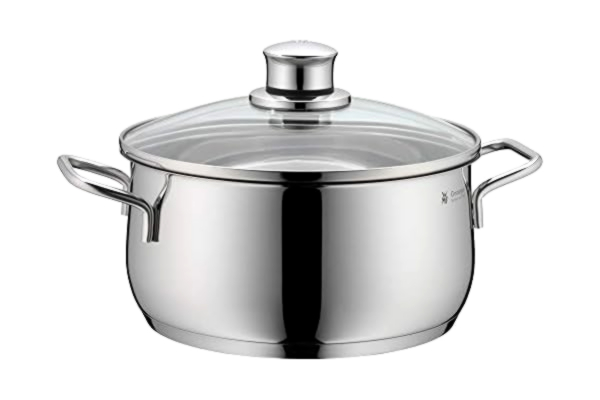 WMF  cookware Ø 20 cm approx. 3l Diadem Plus pouring rim glass lid Cromargan stainless steel brushed suitable for all stove tops including induction dishwasher-safe