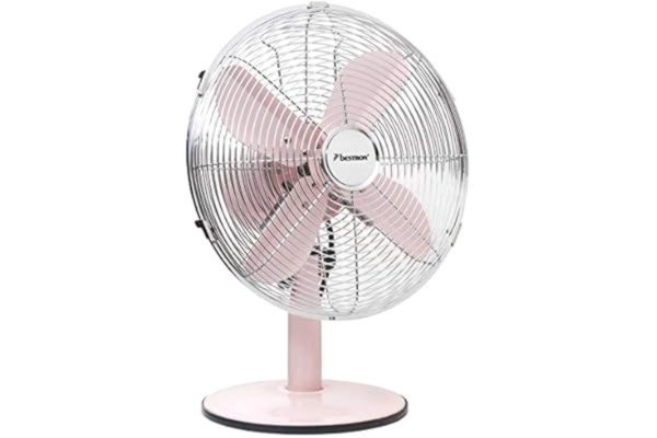 Bestron  Mobilny wentylator stołowy Ø 35 cm, designerski wentylator z 3 stopniami prędkości i funkcją oscylacji 75°, wysokość: 35 cm, 35 W, DFT35R, kolor: czerwony