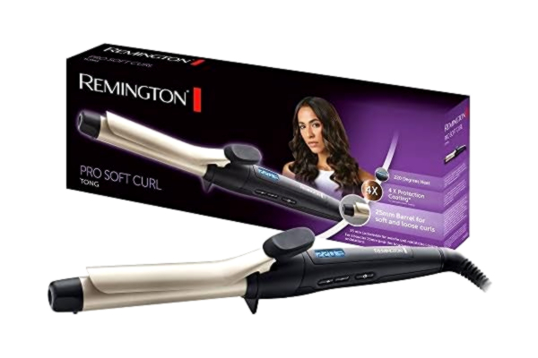 Remington  locktång, 25mm, för stora och böljande lockar, locktång med klämma, 10 temperaturer upp till 220°C, digital display, kall tipp, 30 sekunders uppvärmning, Pro Soft Curl CI6325