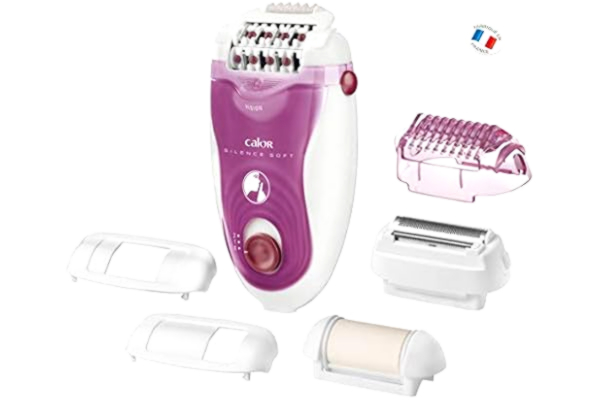 Calor  Silence Soft Epilateur 24 pinces précision, Ultra Silencieux, Technologie Microcontact, 5 Accessoires, Fabriqué en France EP5660C0