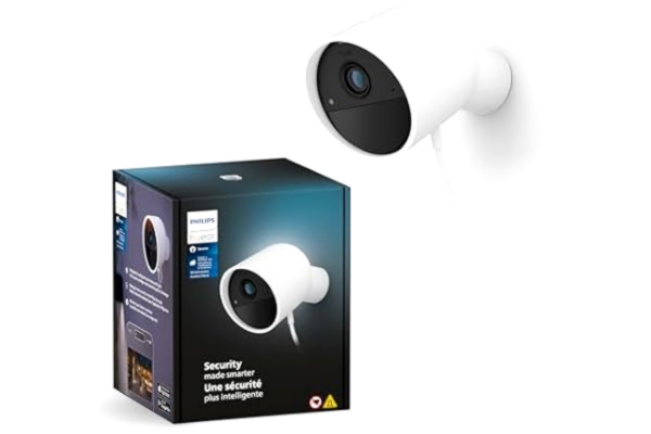 Philips  Hue Secure, Smart video övervakningskamera för utomhus- och inomhusbruk, kabelansluten version, Vit, Full HD-video, mörkerseende, trådlös, kan kopplas till Philips Hue smart belysning