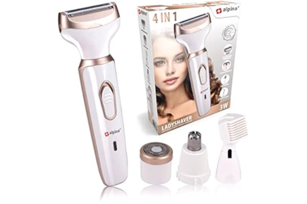Alpina alpina rakapparat dam – rakapparat kvinnor – 4-i-1 – kropp och ansikte – inkl. ögonbrynstrimmer – USB-batteri