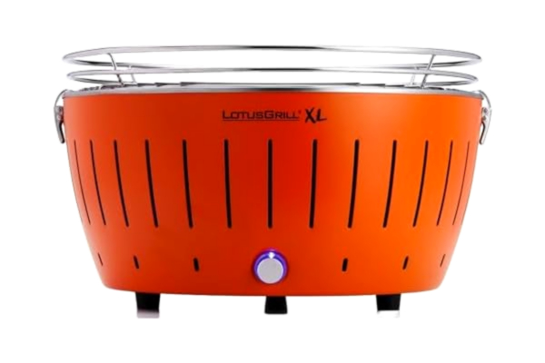 LotusGrill  XL mandarin orange G435 träkolgrill/bordsgrill med USB-anslutning