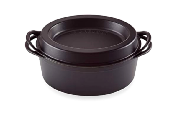 Le Creuset  Enamelled Cast Iron Oval Doufeu Casserole Dish, With Hollow Lid For Maximum Moisture, 32cm, 6.9 Litres, Satin Black, 250843200
