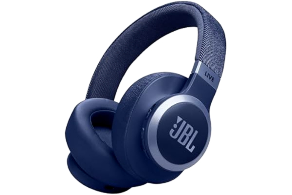 JBL  Live 770 NC - On-ear Bluetooth-hörlurar med adaptiv aktiv brusreducering och avtagbar ljudkabel, JBL:s signaturljud, blå