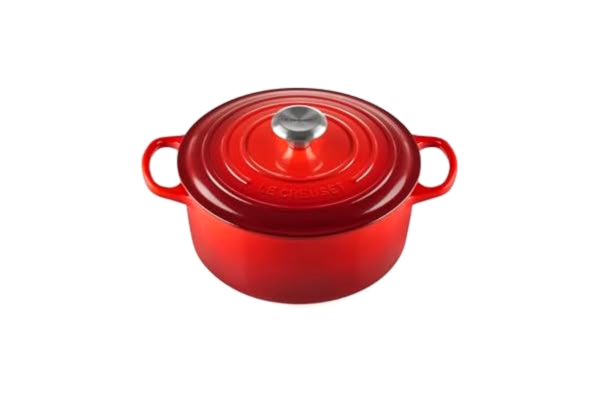 Le Creuset LE CREUSET Signature Gjutjärnsbrännare med Lock, Ø 24 cm, Rund, Passar Spis och Induktion, Volym: 4,2 L, Körsbärsröd