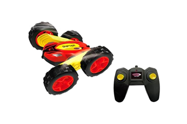 Jamara JAMARA 410066 – Shifter Stuntcar 2,4G 4WD – snabba 360° rotationer runt din egen axel, vältningsbeständig, fyrhjulsdrift, övervinner nästan alla hinder och extrema lutningar, gul