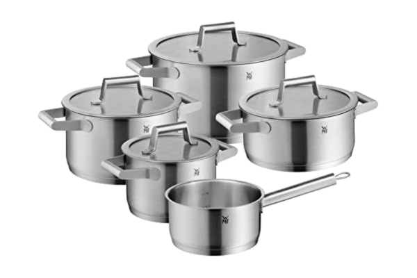 WMF  Comfort Line Kastrullset, Induktion, 5 Delar Med Glaslock, Cromargan Rostfritt Stål, Matt, Skalning, Stapelbart