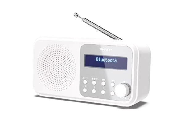 Sharp SHARP DR-P420 bärbar digital radio (DAB/DAB+/FM med RDS, USB, Bluetooth 5.0, 3,5 mm jackväckarklocksfunktioner), vit