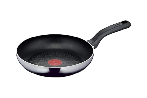 Tefal  D52604 Resist Poêle à frire 24 cm | Revêtement anti-adhésif en titane sécurisé | Indicateur de température thermique | Nettoyage facile | Technologie Flame Protect | Noir