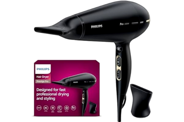 Philips  Hair Dryer Prestige Pro, hårtork för professionell torkning och styling, med två stylingmunstycken, 2 300 W, modell HPS920/00