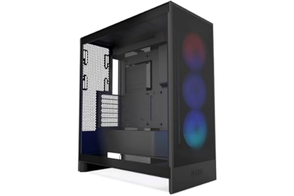 NZXT  H7 Flow RGB | Mid-Tower ATX luftflödeschassi med RGB-fläktar | Stödjer bottenfläktar för direkt GPU-kylning | Inkluderar 360 mm RGB-fläktenhet med en ram | Kabelhantering | Svart
