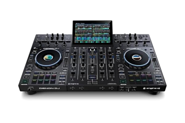 Denon  DJ PRIME 4+ fristående DJ Controller med stamseparation på 4 däck, Wi-Fi-streaming, Drop Sampler-mixer, 10,1” pekskärm, ljusstyrning