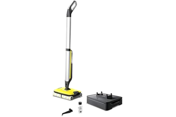Kärcher  FC 7 Cordless Floor Cleaner verwijdert in één stap alle soorten droog en nat alledaags vuil (oppervlakteprestatie van 135 m² per acculading, wasbare microvezelrollen) ​