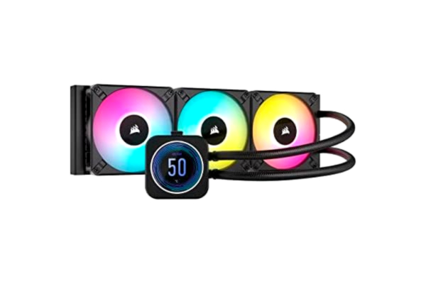 Corsair  iCUE H150i ELITE LCD XT Flytande CPU-Kylare - IPS LCD-Skärm - Tre AF120 RGB ELITE-Fläktar - 360 mm Kylare - Passar Intel® LGA 1700, AMD® AM5 Med Flera - Inkluderad iCUE COMMANDER CORE - Svart