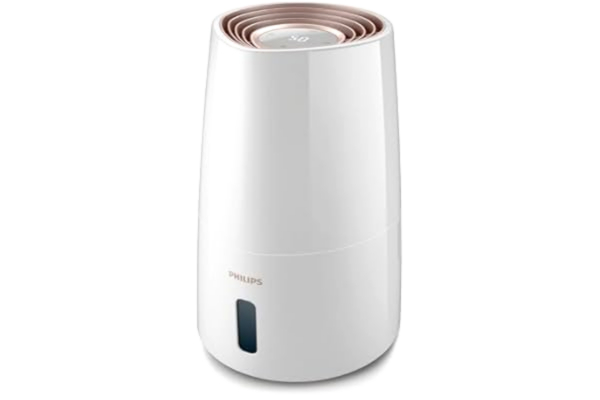Philips  Avdunstningsfuktare 3000-serien, 45 m², 99,97% färre bakterier med NanoCloud, 300 ml/h, 3 hastigheter, sovläge, ultra tyst (33 dB), luftfuktighetssensor, timer, 3L behållare, vit (HU3916/10)