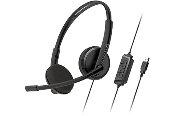 Creative CREATIVE HS-220 USB-headset med brusreducerande kondensatormikrofon och inbyggd fjärrkontroll