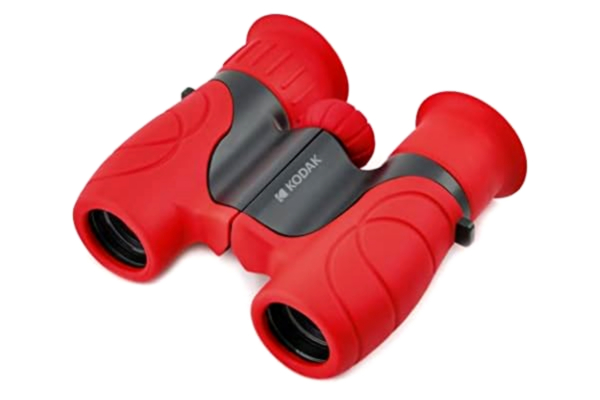 Kodak KODAK Barnkikare BCS100 - kompakt kikare för barn, mjukt gummi, ergonomiskt, 8X förstoring, rem och bärväska ingår - rött