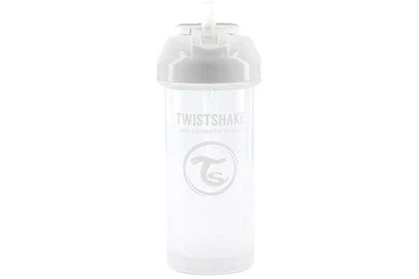 Twistshake  Baby Sippy Cup med Sugrör - 360ml | Läckagesäkra Nappvattenflaskor | Non-Spill Cup för Småbarn | BPA-fri Halmkopp | Tränings Sippy Cup för Barn | Vit
