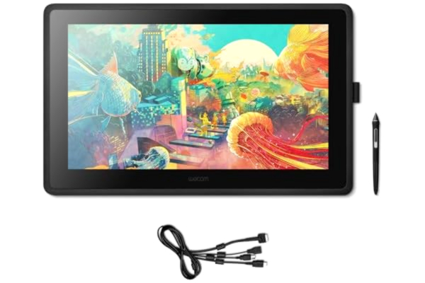 Wacom  Cintiq 22 kreativ ritskärm inklusive justerbart stativ —för illustrationer och ritningar på skärmen, med full HD-display och pennprecisionen från Pro Pen 2, kompatibel med Windows och Mac